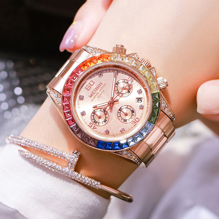 Ins Style Rainbow Circle Fashion Watch Sports Style Ladies Watch