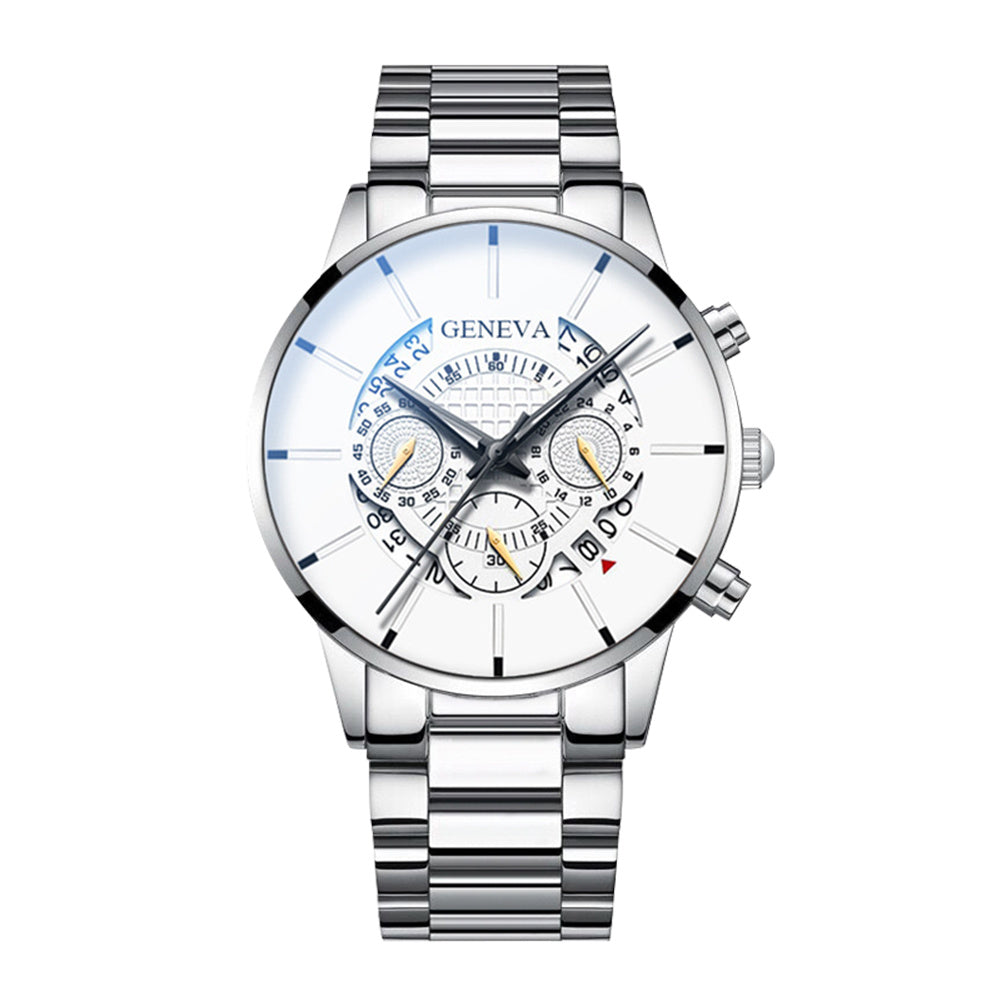 Stainless steel calendar casual quartz watch