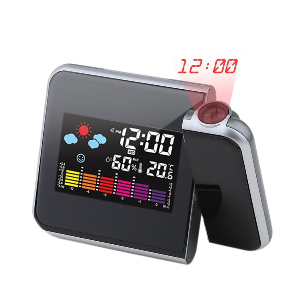 Black digital projection alarm cloc