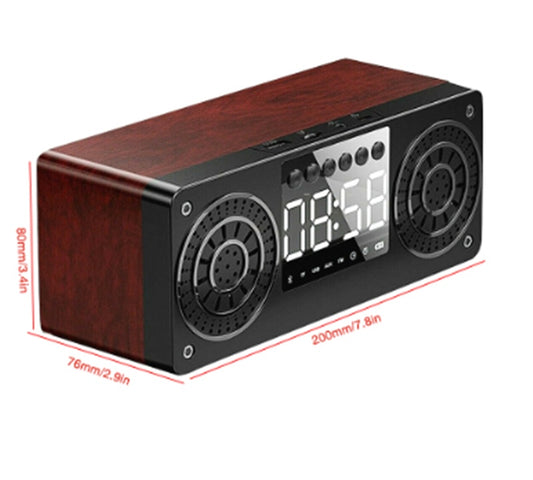 Wooden Clock Bluetooth Speaker Retro Subwoofer