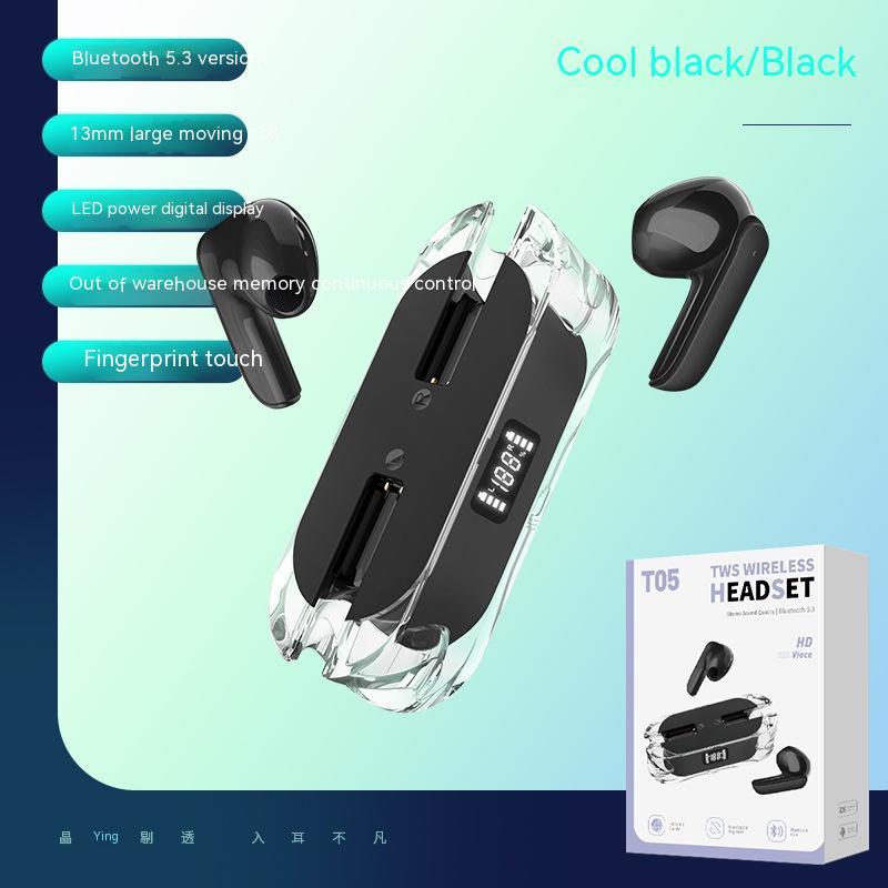 Transparent Bluetooth Headset Wireless Digital Display Bilateral Stereo