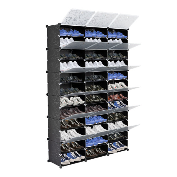 3 Rows, 12 Layers, 36 Compartments Plastic Shoe Box Storage Rack