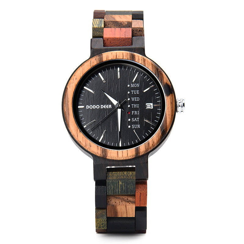 Wood Couple's European And American Style Calendar Watch