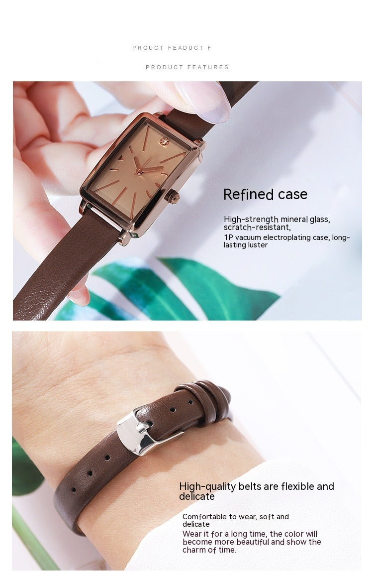 Retro Style Small Square Plate Women's Watch