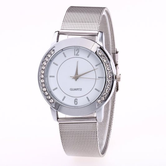 Mesh Strap Stainless Steel Strap Decorative Metal Digital Casual Watch Quartz Watch