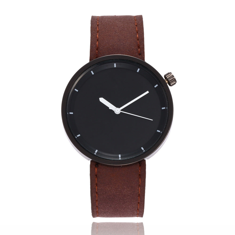 Simple Personality Black Shell White Needle Quartz Leisure Watch