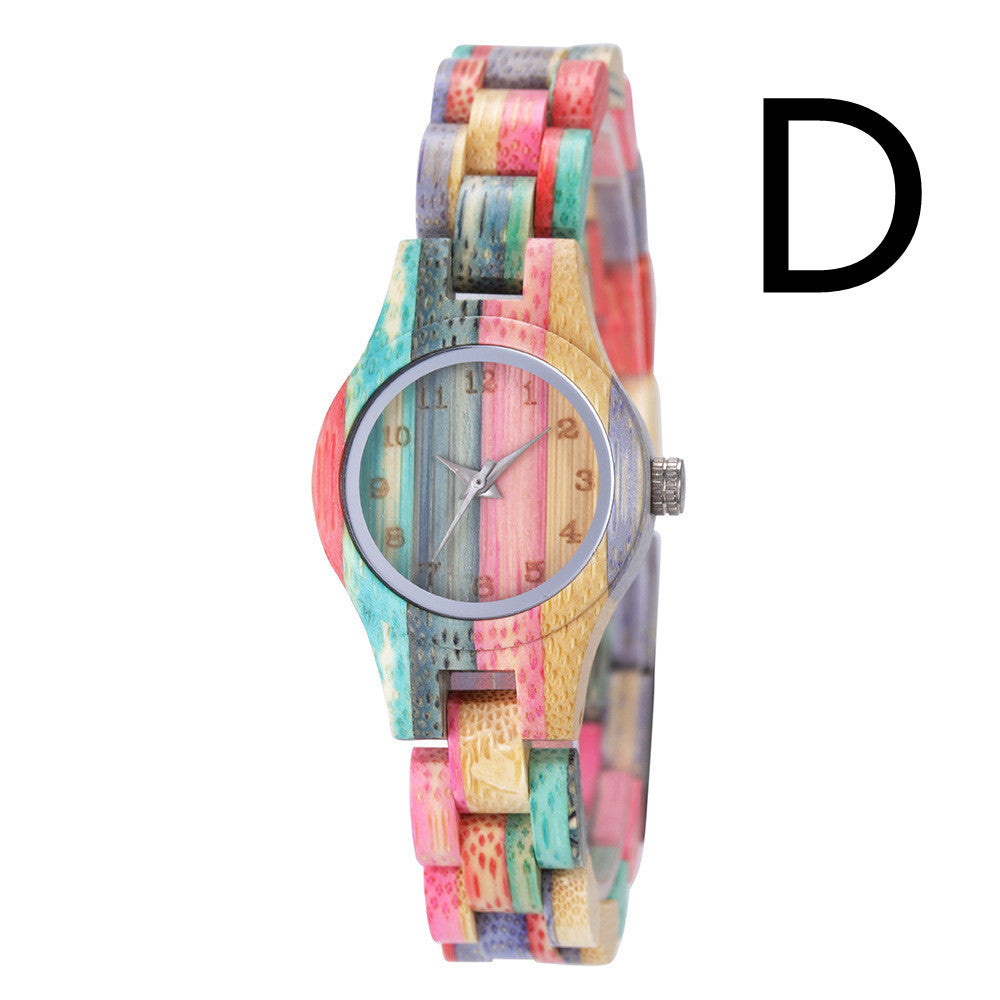 Women's Color Bamboo Fashion Quartz Watch