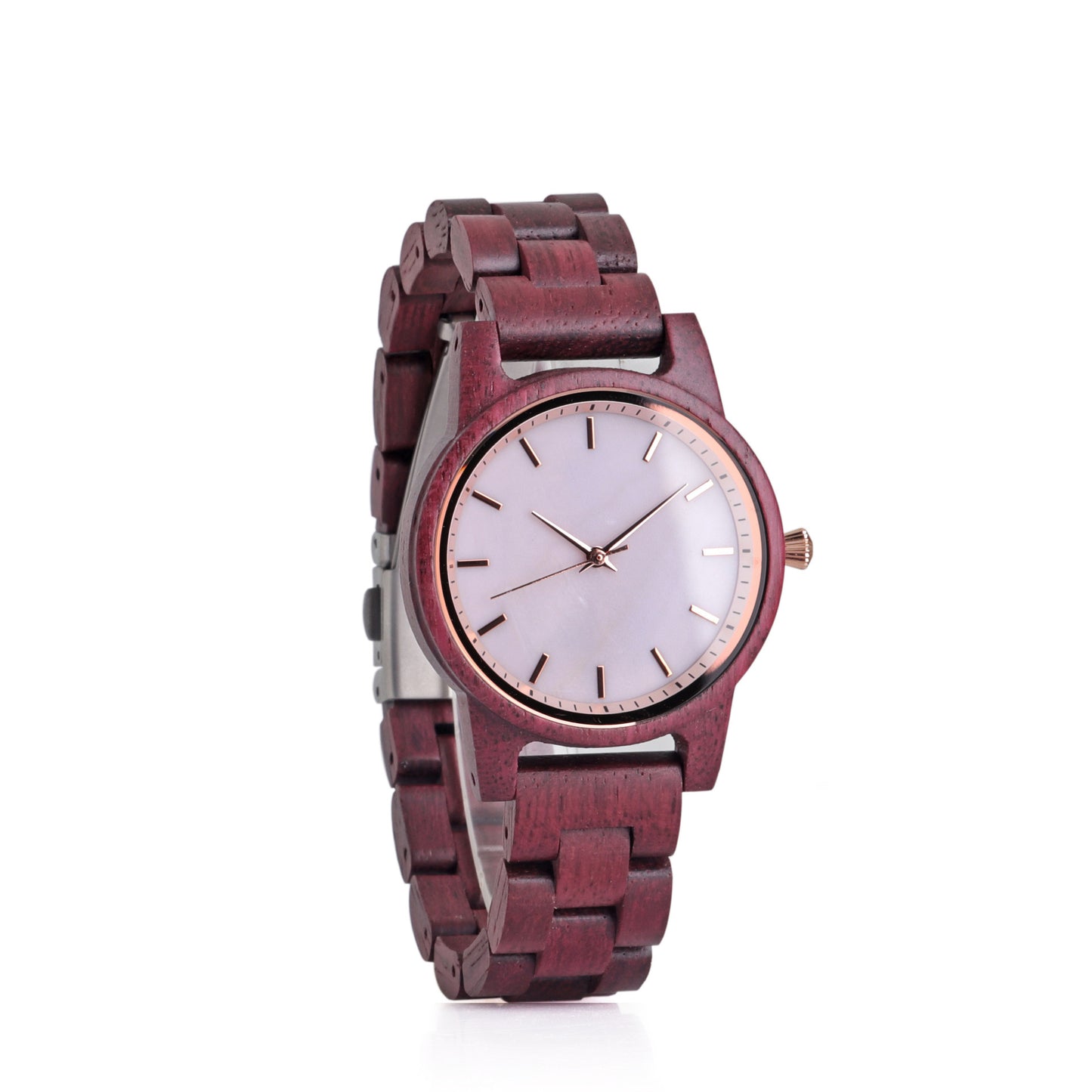 Ladies New Wooden Watch, Shell Face Casual Wooden Quartz Watch, Violet Wood Watch