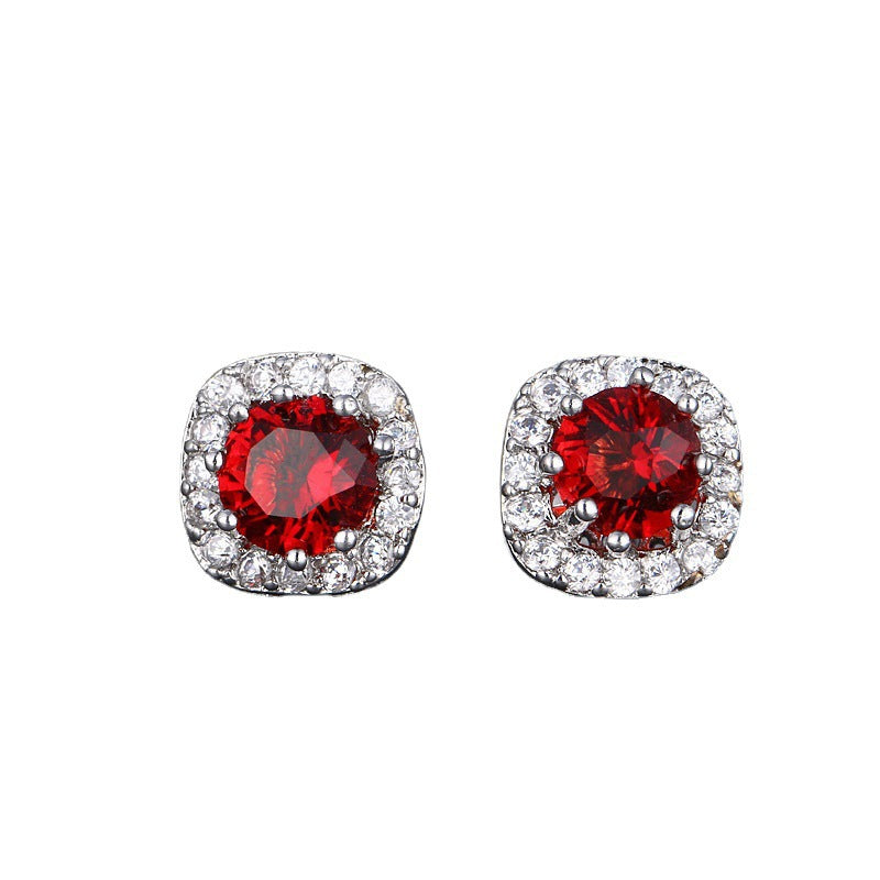 Fashionable Simple And Cute Disc Zircon Stud Earrings For Women