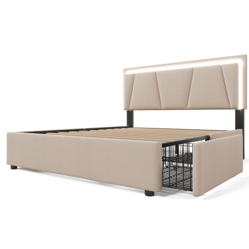 Wooden Storage Bed Bed Frame   Size 140cmx200cm