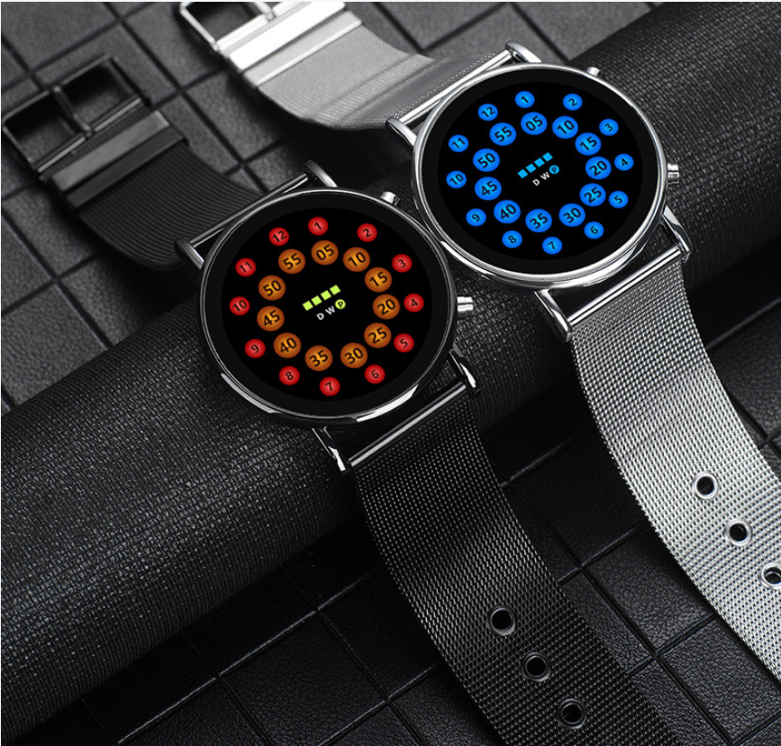 Fashionable Lightweight Mesh Belt LED Ball Watch