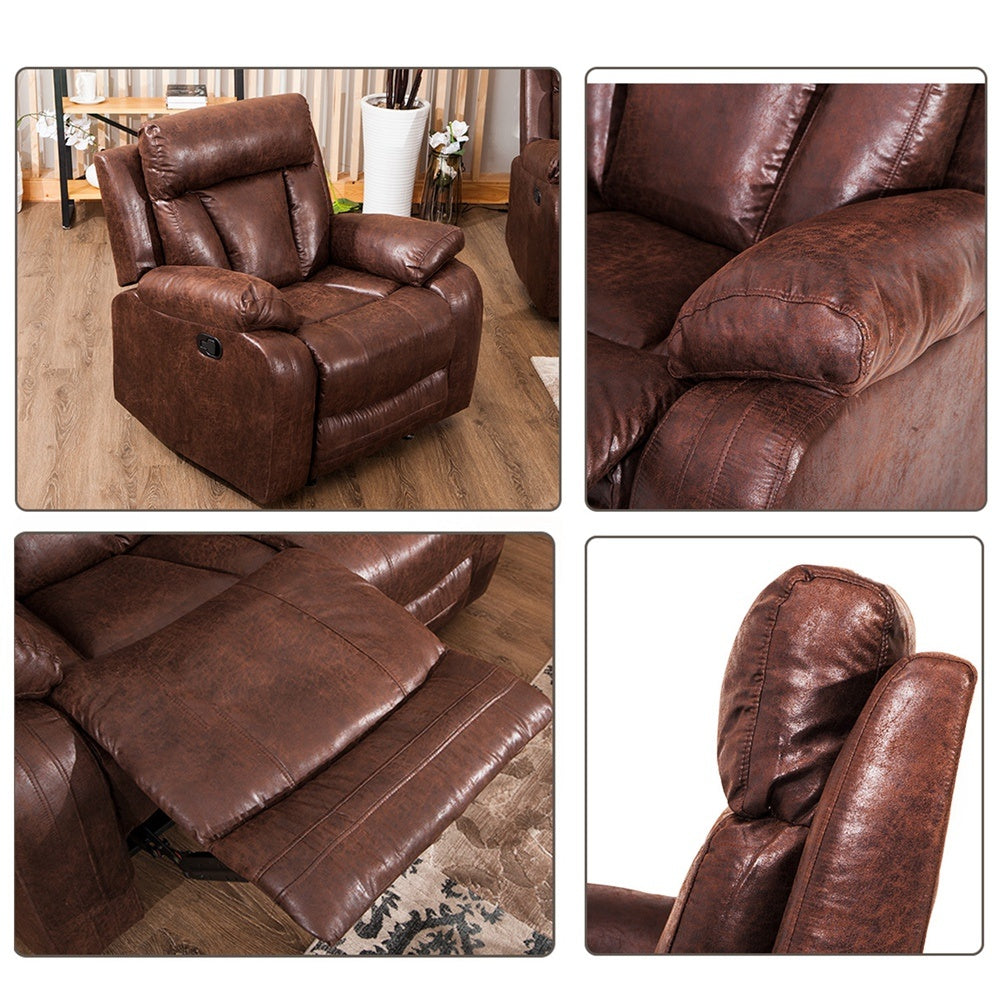 3 Piece Recliner Living Room Sofa Reclining Couch Chair Leather Accent Chair Set