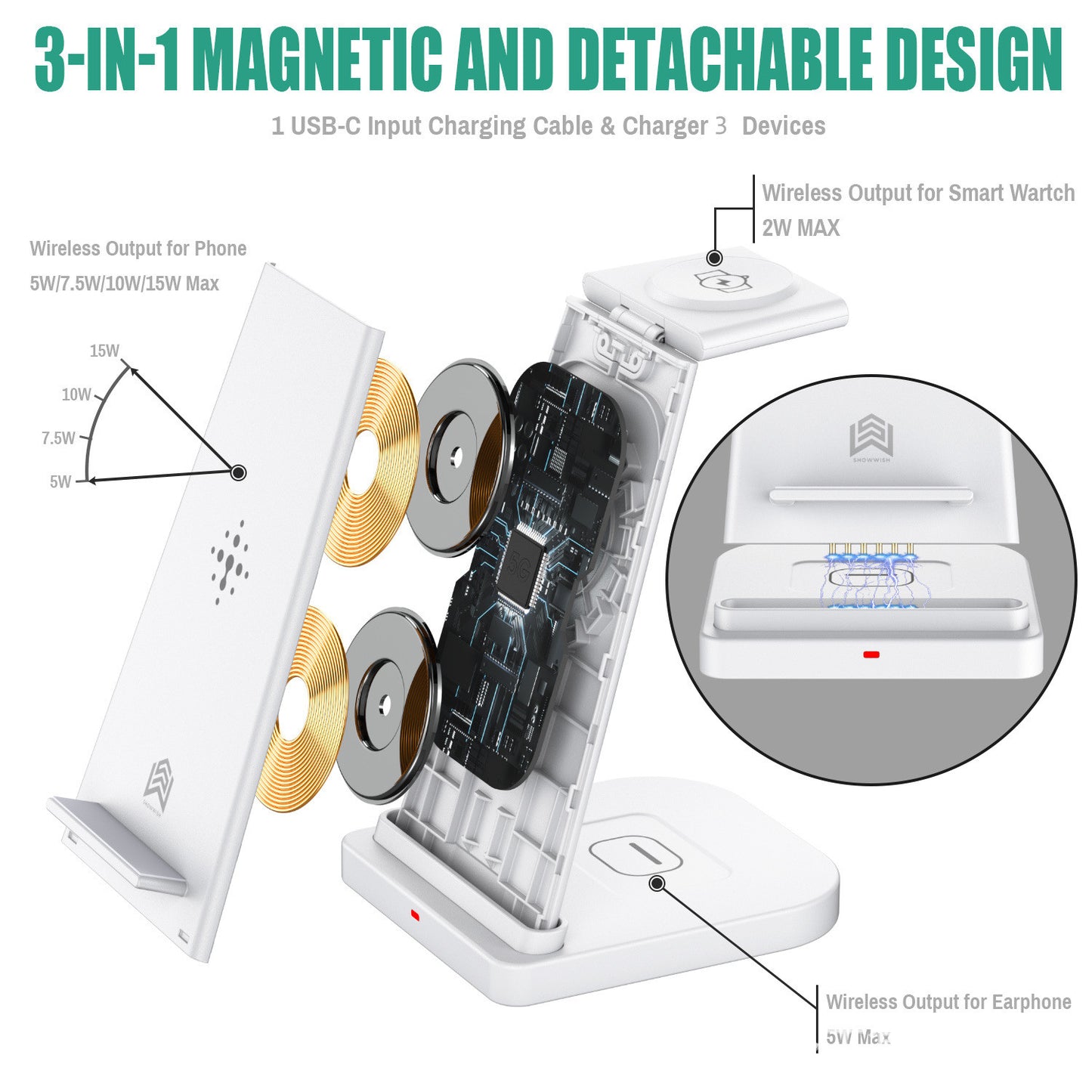 Desktop Multi-function Wireless Charger Base