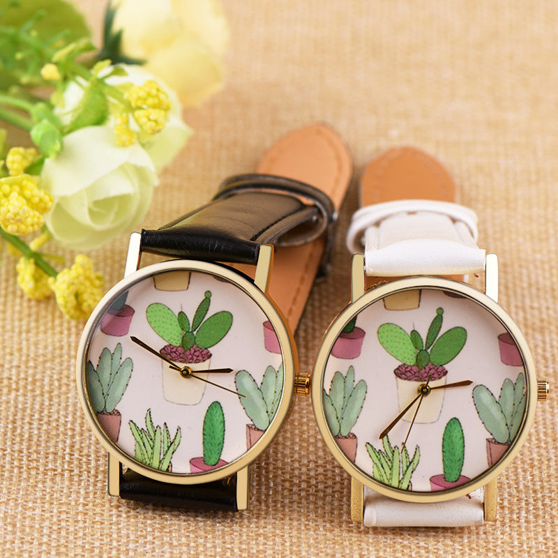 Casual Style Cactus Potted Belt Watch