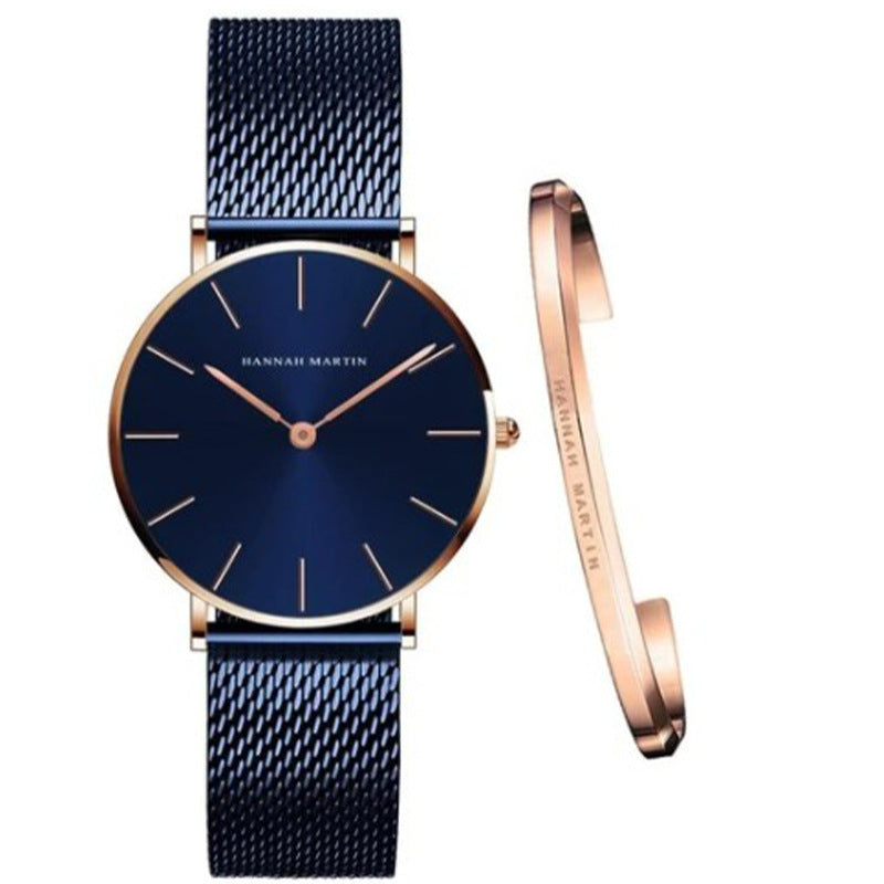 Woven Mesh Belt Waterproof Quartz Watch