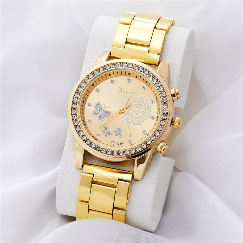 Butterfly Digital Quartz Diamond-embedded Watch