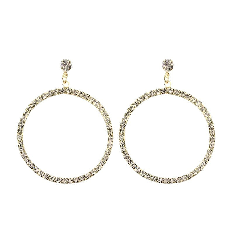 Fashion Retro Temperament Wild Diamond Diamond Big Circle Earrings