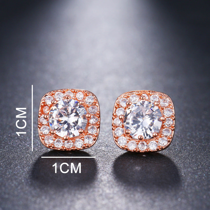 Fashionable Simple And Cute Disc Zircon Stud Earrings For Women