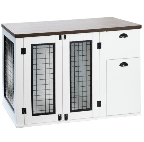 Furniture Style Dog Cage, Wooden Dog Cage, Double Door Dog Cage, Side Cabinet Dog Cage, Dog Crate