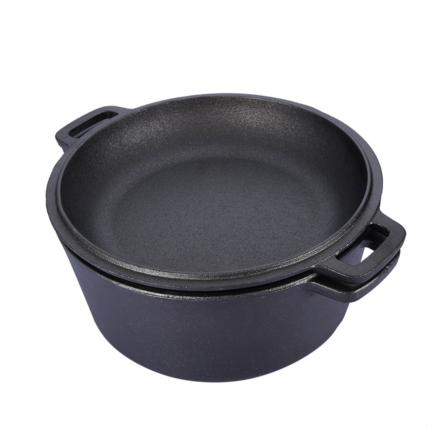 2 in 1 Seasoned Cast Iron Double Dutch Oven Combo Cooker