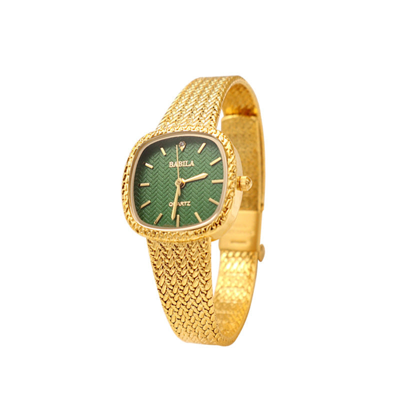 Ultra-thin Retro Sand Gold Square Watch Luxury Temperament