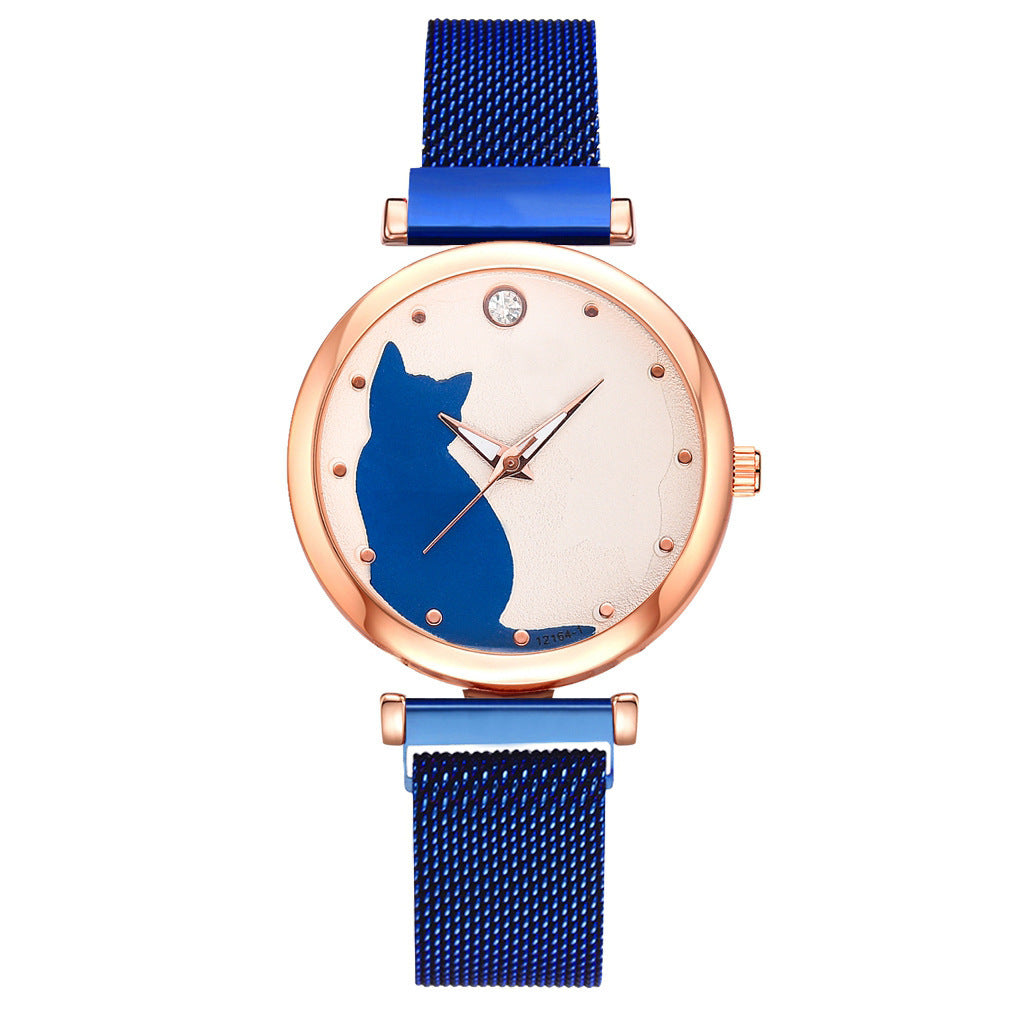 Ladies Cat Quartz Watch Bracelet Set