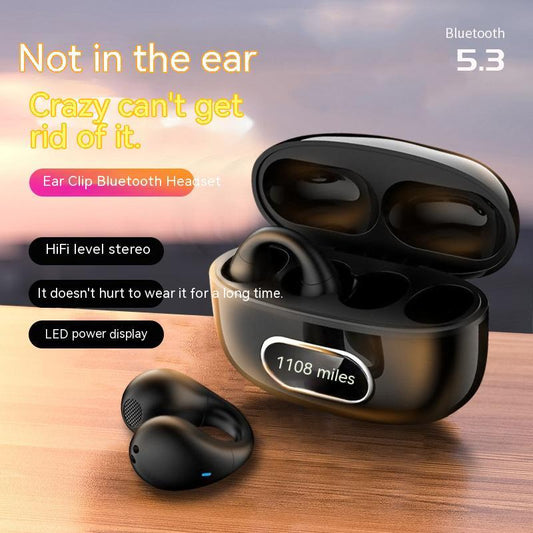 Ear-clip Real Wireless Digital Display Stereo Charging Warehouse Bluetooth Headset