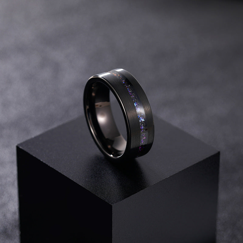 Galaxy Series Starry Sky Brushed Men Tungsten Ring