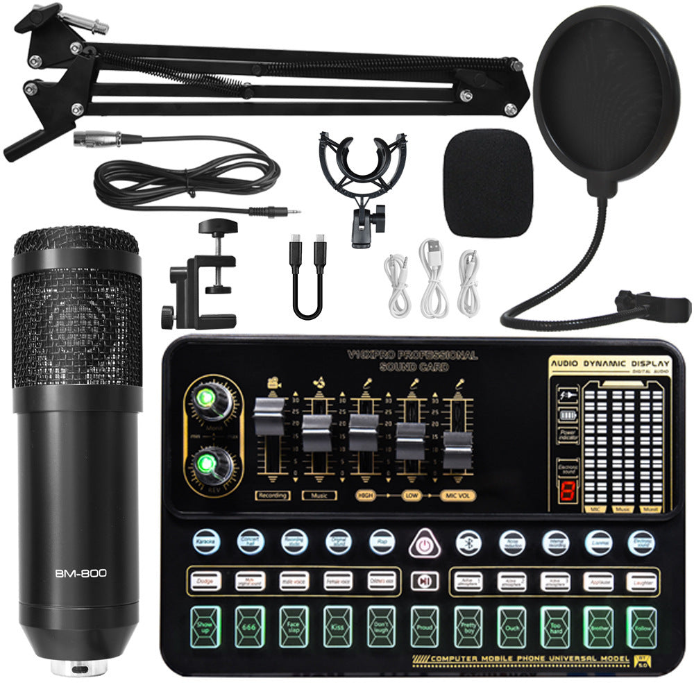 Live Broadcast Sound Card Set With Condenser Microphone