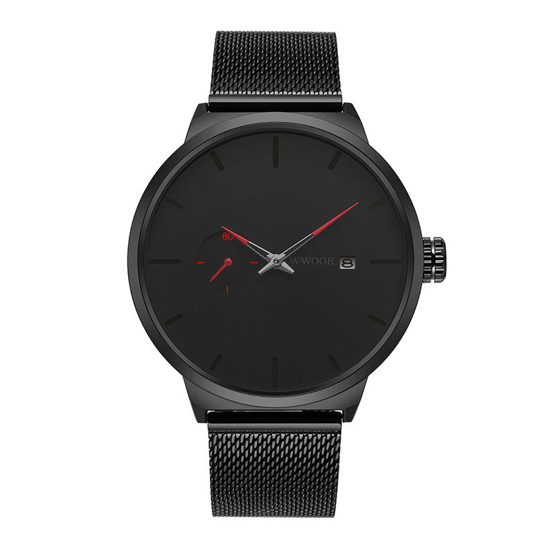 Casual Hook Buckle Men's Mesh Strap Quartz Watch