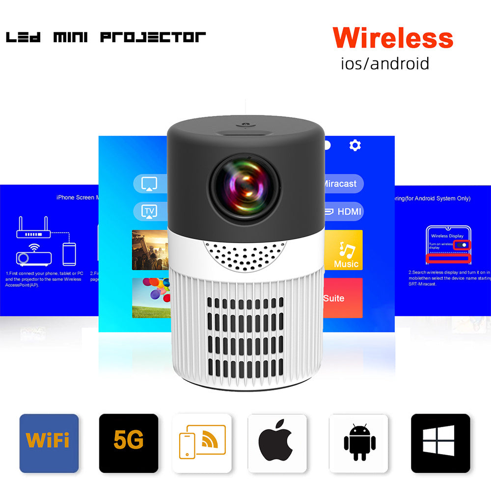 YT400 Home HD Projector 5G WIFI Connection 40 ANSI Mini Portable 480X360 Wireless Same Screen Phone Projection