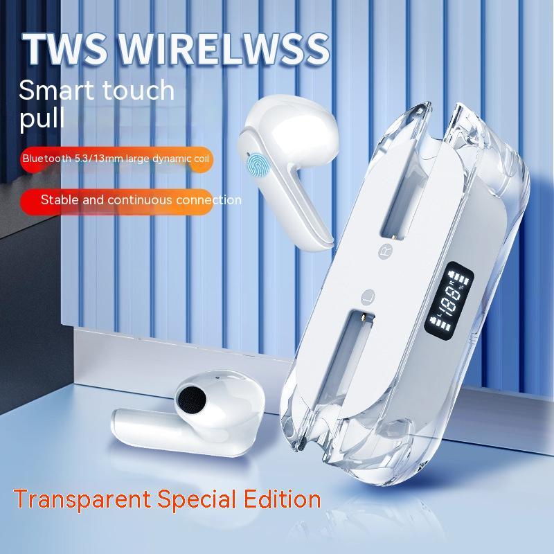 Transparent Bluetooth Headset Wireless Digital Display Bilateral Stereo