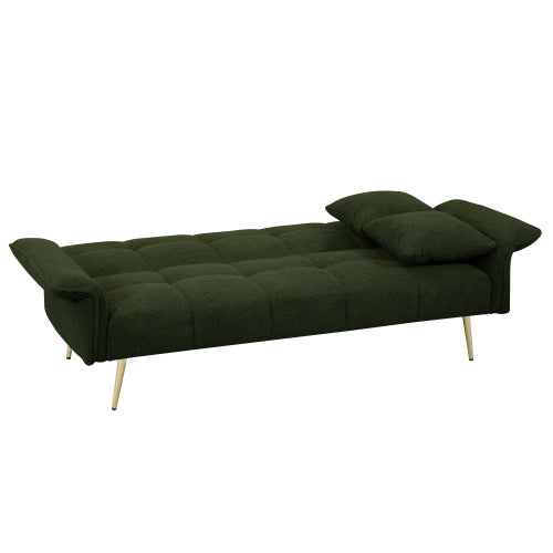 70.1 Inches Futon Sofa Bed, Convertible Double Sofa Bed With Folding Armrests For Living Rooms And Small Spaces