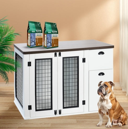 Furniture Style Dog Cage, Wooden Dog Cage, Double Door Dog Cage, Side Cabinet Dog Cage, Dog Crate