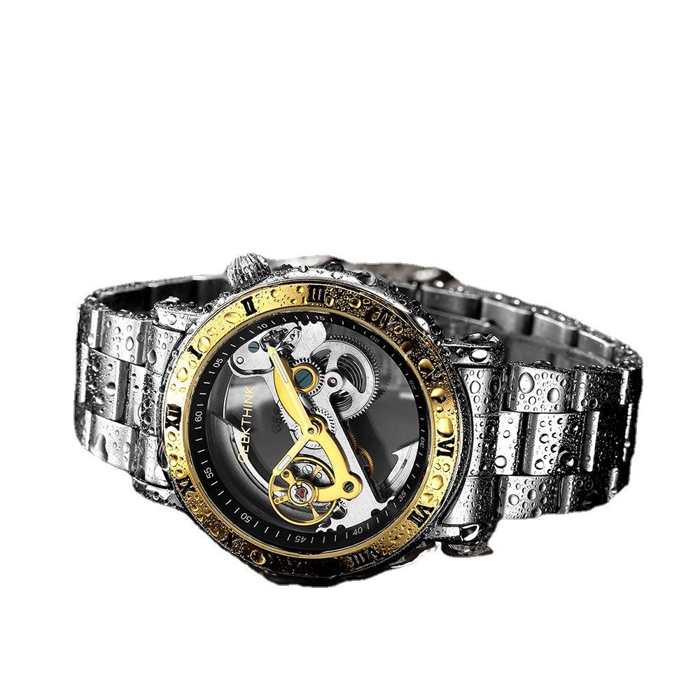 Automatic Mechanical Watch Stainless Steel Band Skeleton 3D Mens