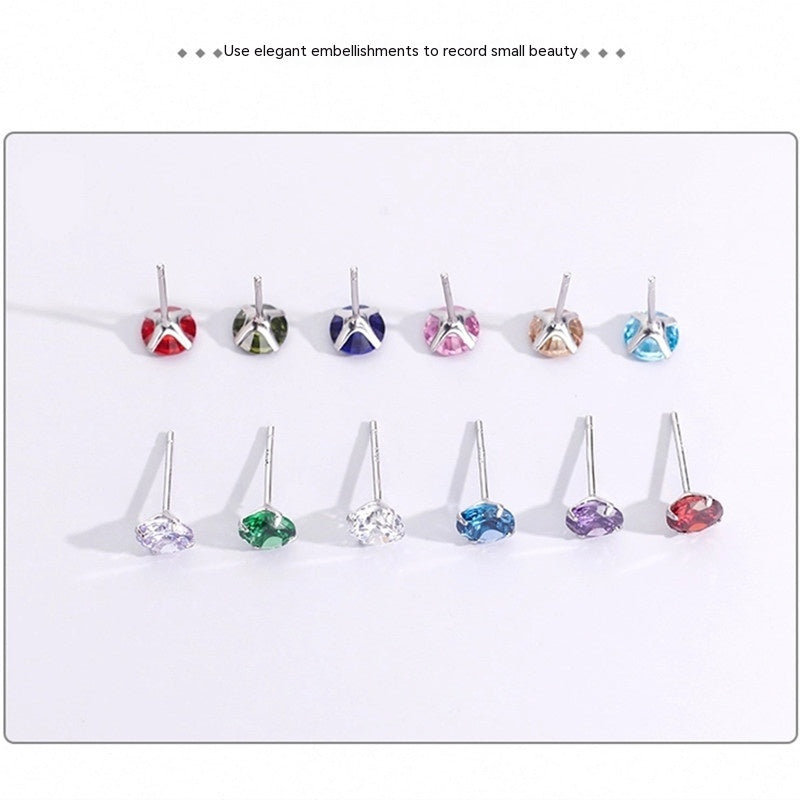 Silver S925 Sterling Silver Classic Four-claw Stud Earrings