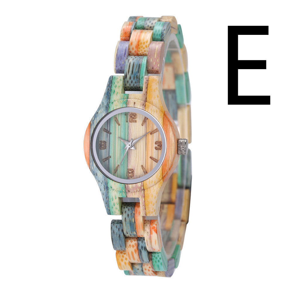 Women's Color Bamboo Fashion Quartz Watch