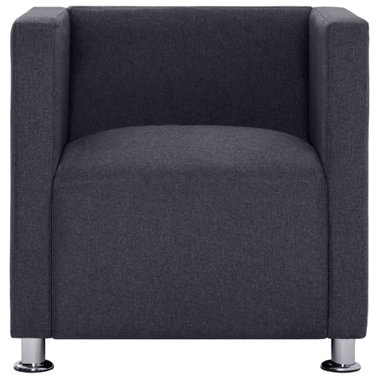 Modern Cube Armchair Dark Gray Fabric for Home Living Room Furniture Supplies