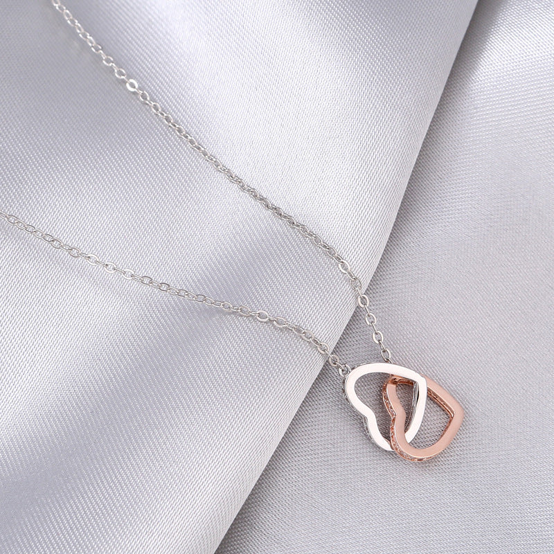 Rose Gold Color Separation Double Ring Necklace Mother's Day Gift Box