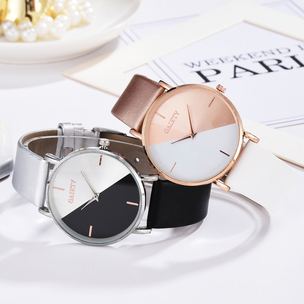 Ladies Two-color Simple Belt Watch Gift Student Versatile Personality Quartz Watch