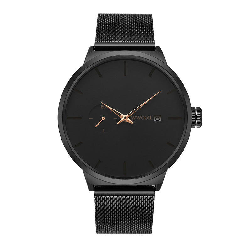 Casual Hook Buckle Men's Mesh Strap Quartz Watch