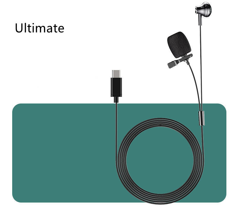 Lavalier Microphone Monitor Line Video Live Mini Interview Recording Equipment