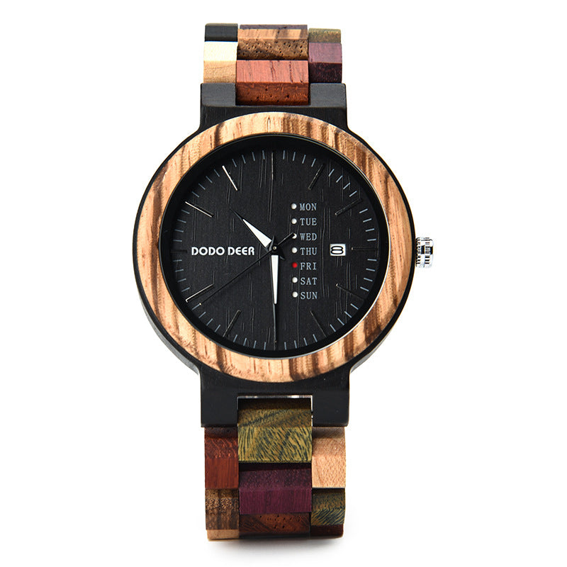 Wood Couple's European And American Style Calendar Watch