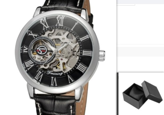 Hollow men's semi-automatic mechanical watch