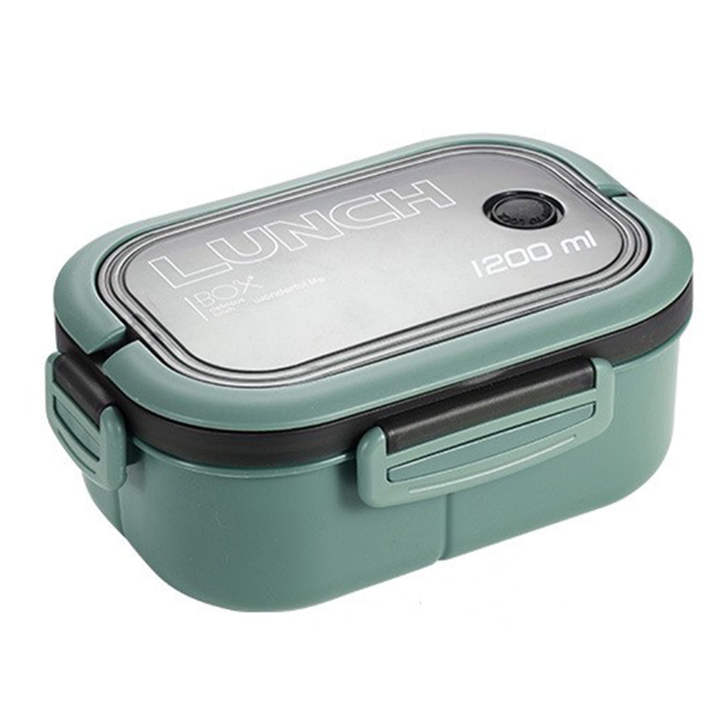 1200ml Bento Lunch Box Double Layer Insulation Lunch Box Container with Fork Spoon for Students Office Workers Green