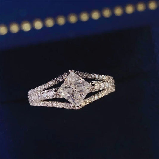 1 Karat Princess Square Moissanite Diamond Ring