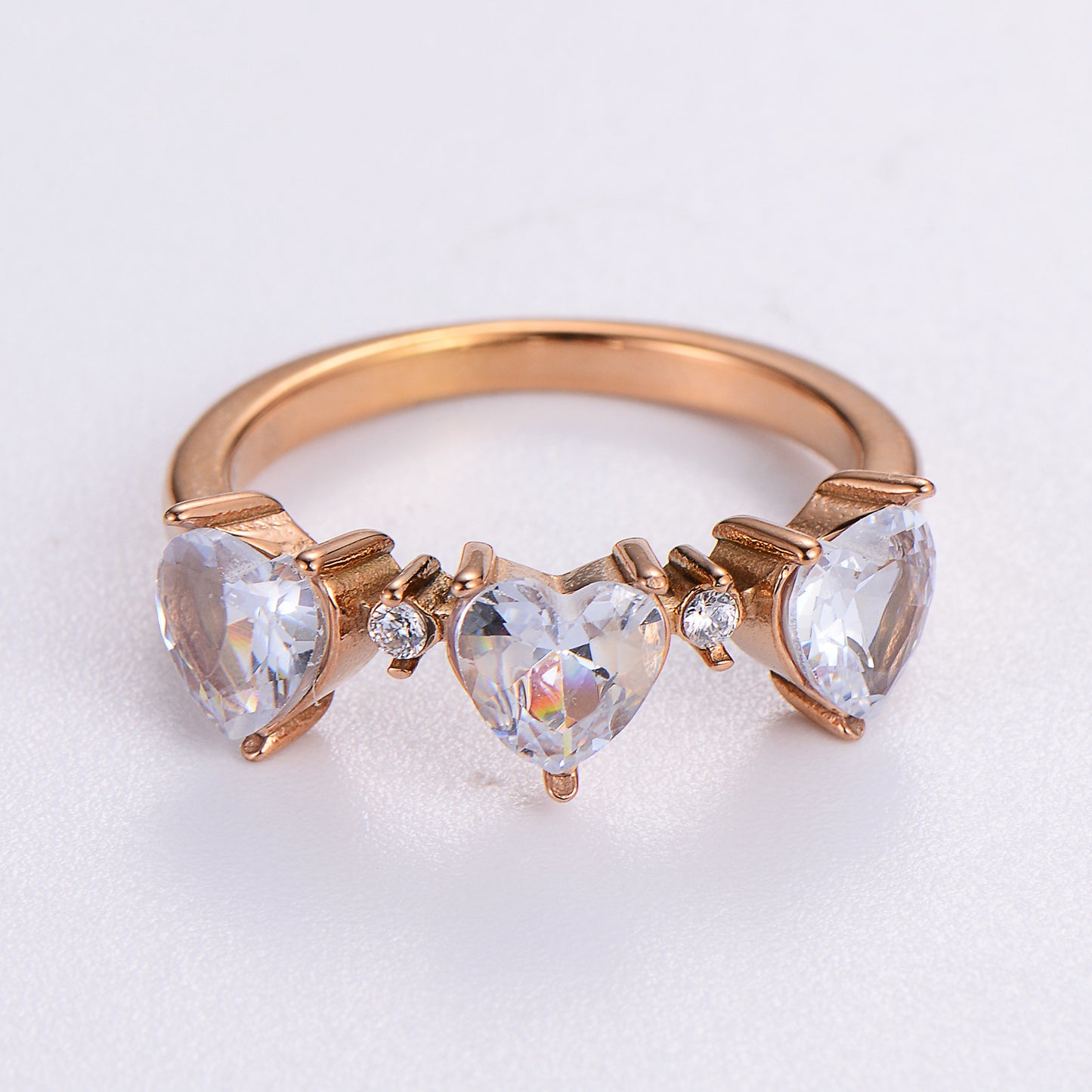 Stainless Steel Zircon Heart Ring For Women