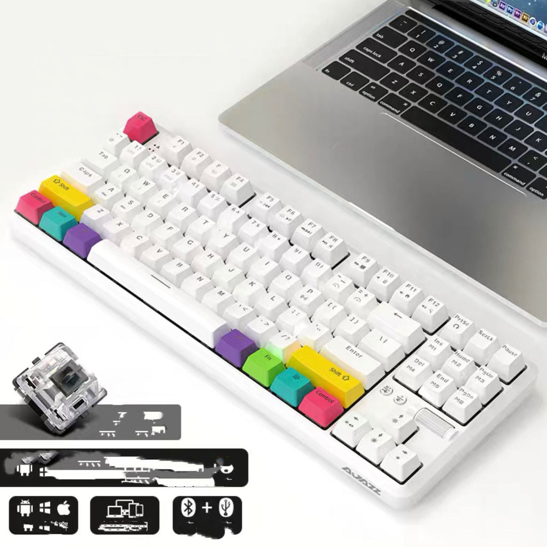 Blackmail k870t wireless Bluetooth wired dual mode mechanical keyboard 87 key RGB office game mobile phone tablet