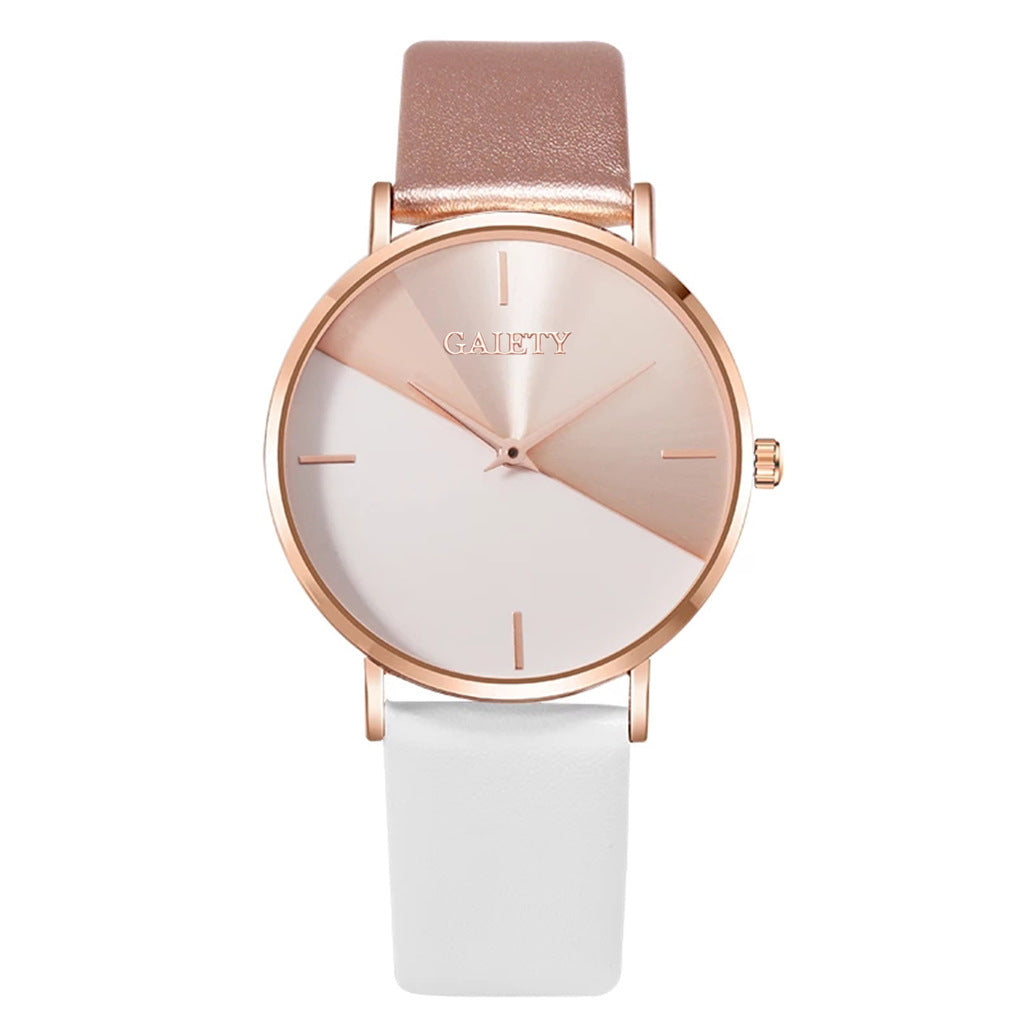 Ladies Two-color Simple Belt Watch Gift Student Versatile Personality Quartz Watch