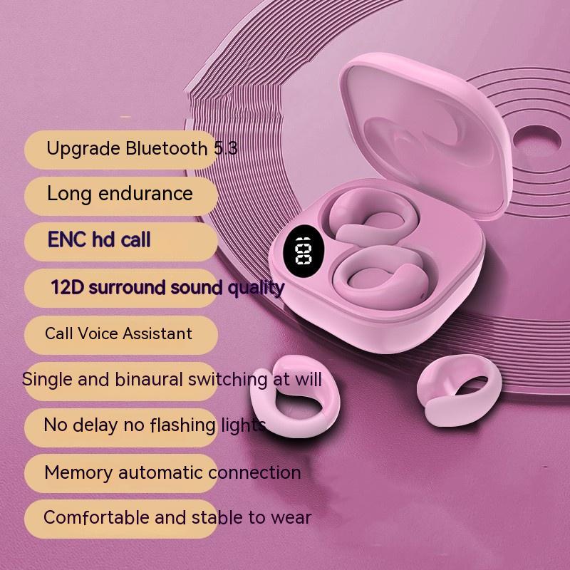 Private LED Digital Display Earclip Bluetooth Earphones